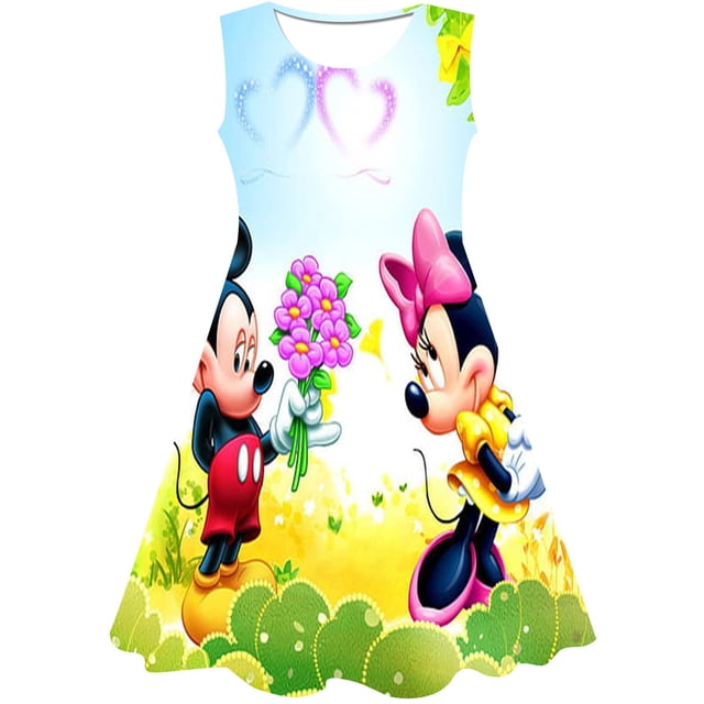 Disney Girls moda Minnie vestidos princesa niños ropa dibujos animados Minnie Mouse 3D estampado verano moda Minnie Mouse Dress3T Gao Jinjia LED
