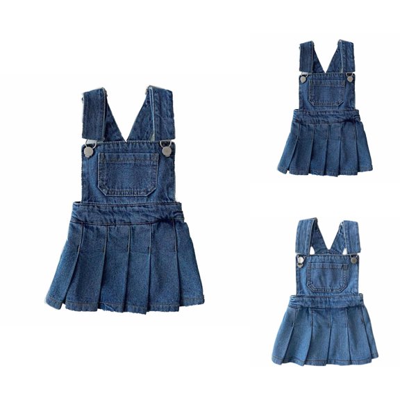 Summer Girls Denim Overall Dress With Pleated Dress for Toddler Girl Baby Girls Dresses for Age 6 Months 6 Years School Play Holiday Vacation