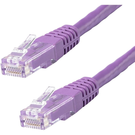 StarTech 15ft CAT6 Ethernet Cable - Purple CAT 6 Gigabit Ethernet Wire -250Mhz 100W PoE RJ45 UTP Molded Network Patch Cord with Strain Relief (C6PATCH15PL)