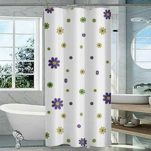 Estbridge Rideaux de Douche Modernes pour Salle de Bain 32”x70” Rideau de Douche en PEVA Imperméable 1 Pce avec 6 Crochets Rideau Imprimé Coloré et Blanc