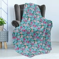 thumbnail image 4 of Vintage Rose Soft Flannel Fleece Throw Blanket, Continuous Vibrant Tones Flowers Arrangement, Cozy Plush for Indoor and Outdoor Use, 50" x 70", Aqua Pink, by Ambesonne, 4 of 5