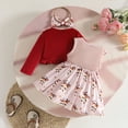 thumbnail image 6 of mgoYE Baby Girl Christmas Clothes Kid Toddler Girl Fall Dress+Cardigan 2 Piece Floral Sleeveless Dress and Cardigan Set(Pink,12-18 Months), 6 of 9