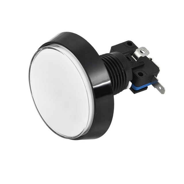 Juego de botón pulsador redondo de 60 mm, interruptor iluminado LED de 12V con microinterruptor para arcade, video blanco, 1 pieza