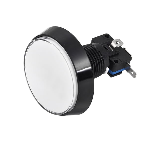 Juego de botón pulsador redondo de 60 mm, interruptor iluminado LED de 12V con microinterruptor para arcade, video blanco, 1 pieza