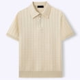 thumbnail image 2 of JIAYUE Mens Polo Shirts Classic Short Sleeve Knit Blend Casual Summer Textured Versatile Solid Color Breathable Turndown Collar For Business Daily Wear Comfortable Tops For Men, 2 of 5