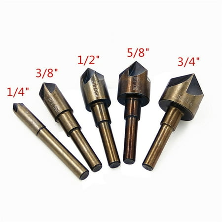 

5Pcs Countersink Drill Bit Hss 82 Degree 5 Flute Round Shank Milling Cutter