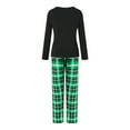 thumbnail image 5 of Elippeo Christmas Family Pajamas Matching Set Santa Claus Print Long Sleeve Tops and Green Plaid Pants Sleepwear, 5 of 10