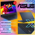 thumbnail image 2 of ASUS Vivobook 14" FHD Slim Laptop, Intel 12th Gen i3-1215U, Intel Iris Xe Graphics, Bluetooth 5.3, Wi-Fi 6E, Fingerprint Reader, 720p Webcam, USB Type C, Windows11 S, w/Mousepad (16GB RAM | 512GB SSD), 2 of 5