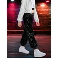 thumbnail image 3 of Happy Cherry Sequin Pants for Girls Hip Hop Sparkle Trousers Boys Shiny Harem Pants Kids Jazz Dance Jogger Elastic Waist Outfits Streetwear 9-10 Years Black, 3 of 6