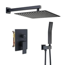 CASAINC 1-Spray Patterns 12 in. Wall Mount Shower System Rain Shower Heads and Metal Handheld in Matte Black (Valve Included)
