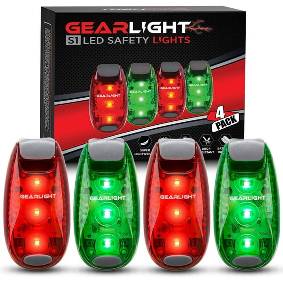 GearLight S1 LED Safety Lights Bike Taillights [4 Pack] - Clip-On for Boat, Bike, Dog & Runners