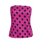 VBVC Women's Polka Dot Strapless Tube Top , Ladies' Fitted Bandeau Crop Top , Casual Summer Tank Top For Women,Hot Pink,S-2XL