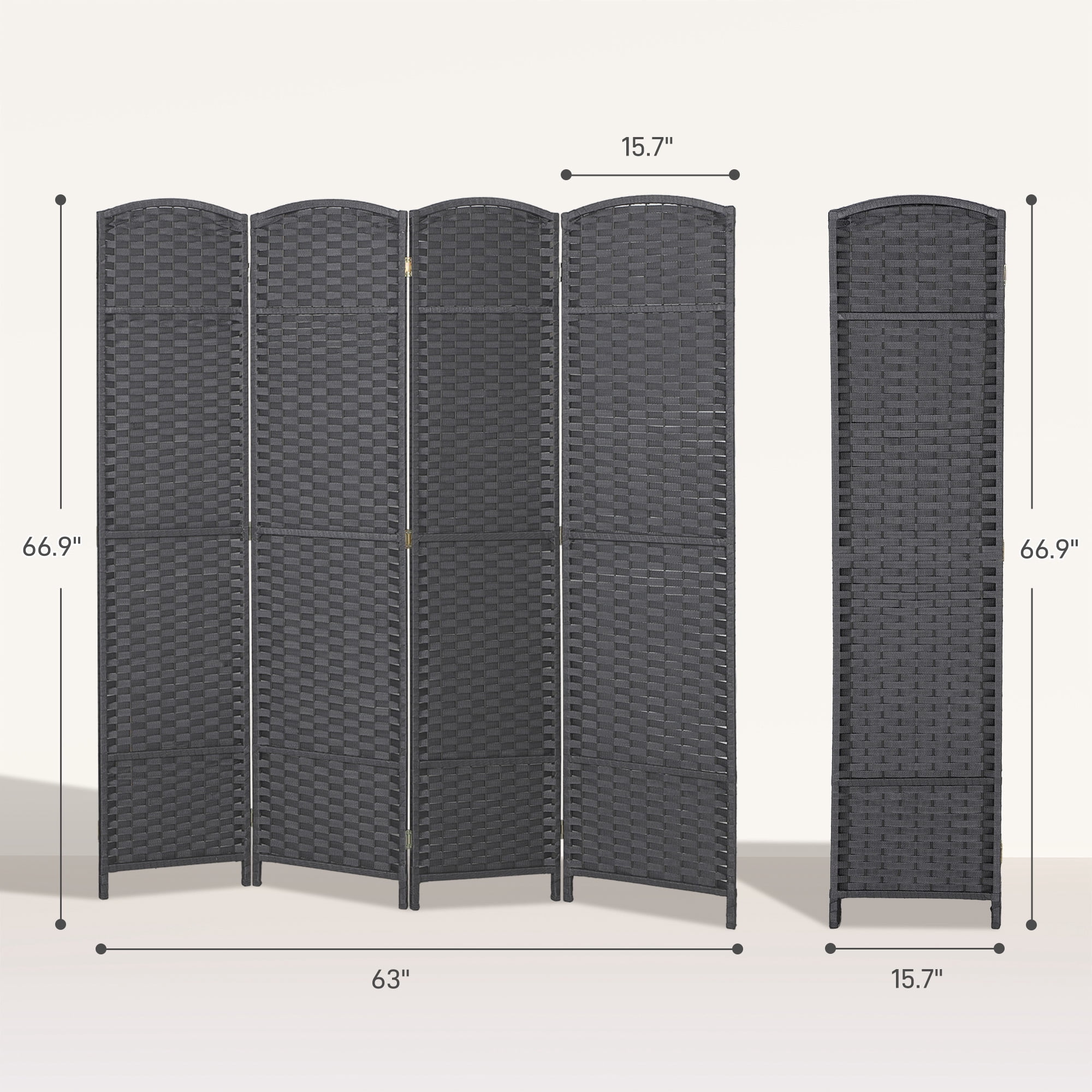 HOMCOM 4 Panel Room Divider Freestanding Folding Privacy Screen, Gray