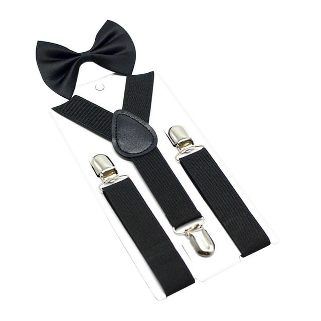 Conjunto de tirantes y pajarita para niños, tirantes ajustables en Y para disfraz de baile de boda Negro Yuyangstore Tirantes para niños
