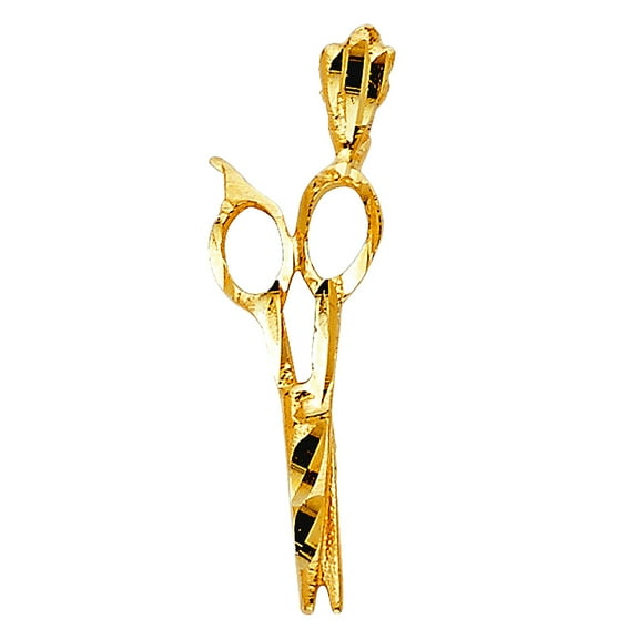 14k Yellow Gold Scissors Pendant Necklace 8x20mm Pendant for Women - .7 Grams