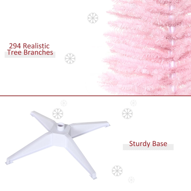 Alvantor Christmas Tree Unlit Pencil with 294 Tips, Slim Holiday Decor 19.75"x19.75"x60" 5ft Pink