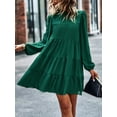 thumbnail image 6 of Alove Women Long Sleeve Ruffled Edge Small High Neck Layered Mini Doll Dress Casual Loose A-line Temperament Dress, 6 of 7
