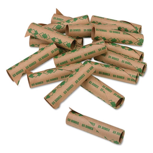 Preformed Tubular Coin Wrappers, Dimes, $5, 1000 Wrappers/carton | Bundle of 2 Cartons