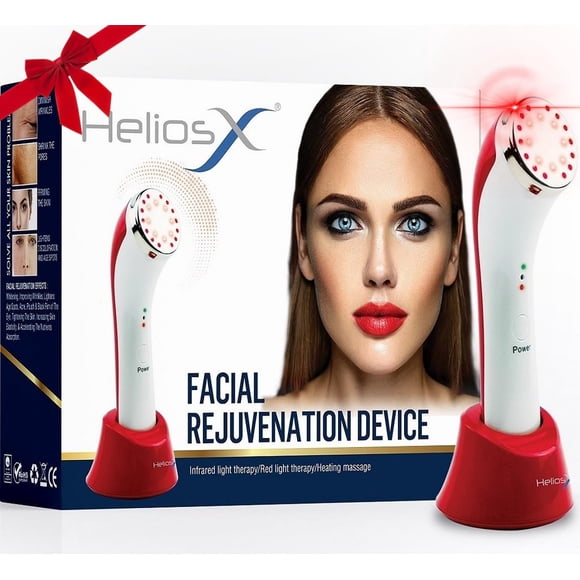 Helios X Red Light Therapy for Face 3-in-1 Infrared LED Light Therapy & Thermal Heating Facial Rejuvenation Massager Device for Anti-Aging, Improve Wrinkles, Texture/Age