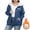 A_ Navy, variant on Women's Plus Size Sherpa-Lined Fleece Hooded Jacket Long Sleeve Zip Up Coat With Pockets Oversized Trendy Casual Wear Blue L