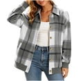 thumbnail image 4 of Perfectbot Women's Plaid Shacket, Button Down Shirt Jacket with Ribbed Hem, Relaxed Fit Fall Outerwear, 4 of 8