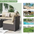 thumbnail image 4 of Kullavik Patio Furniture Set Sofa 6-Piece Wicker PE Rattan Sectional Sofa Set, Outdoor Furniture Patio Conversation Sofa Set with Glass Coffee Table, Sand, 4 of 6