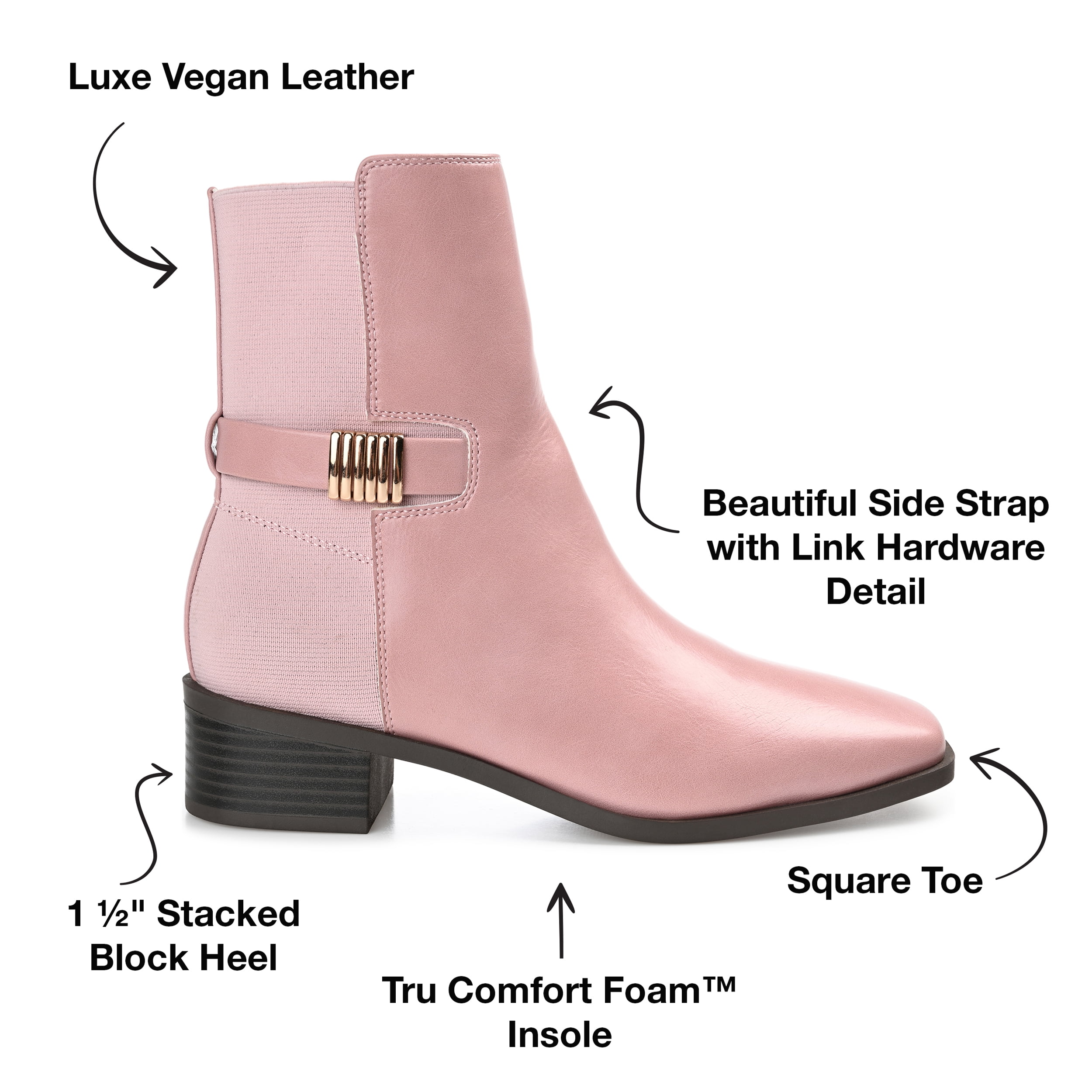 Journee Womens Aubrie Inside Zip Stacked Heel Booties, Widths Available