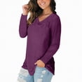 thumbnail image 4 of Towmus Tunic Tops for Women Long Sleeve Fall Tops V Neck Basic Shirts Solid Color T Shirt Loose Casual Fall Blouse Black Tees, 4 of 6