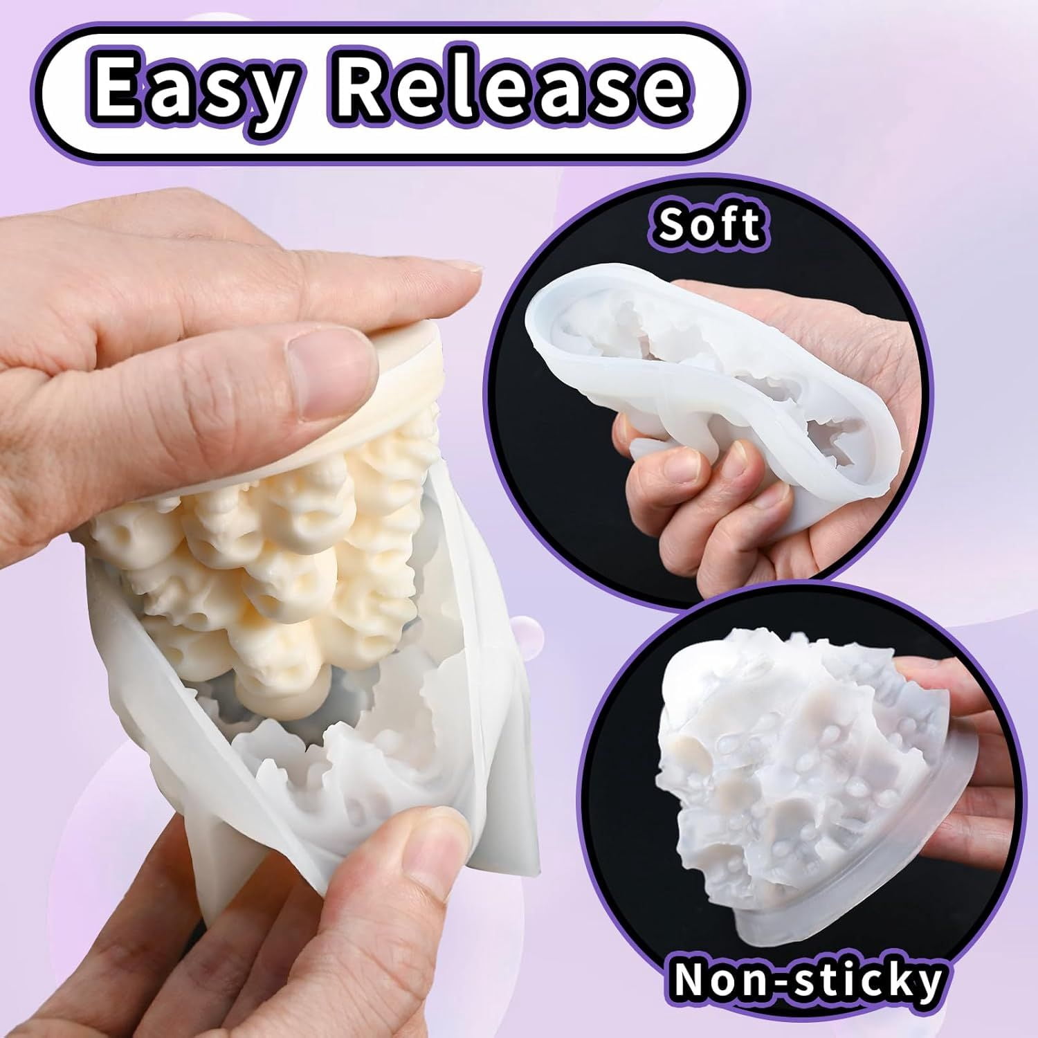 3D Skull Silicone Mold for Resin Candle Soap and Whiskey Ice Making