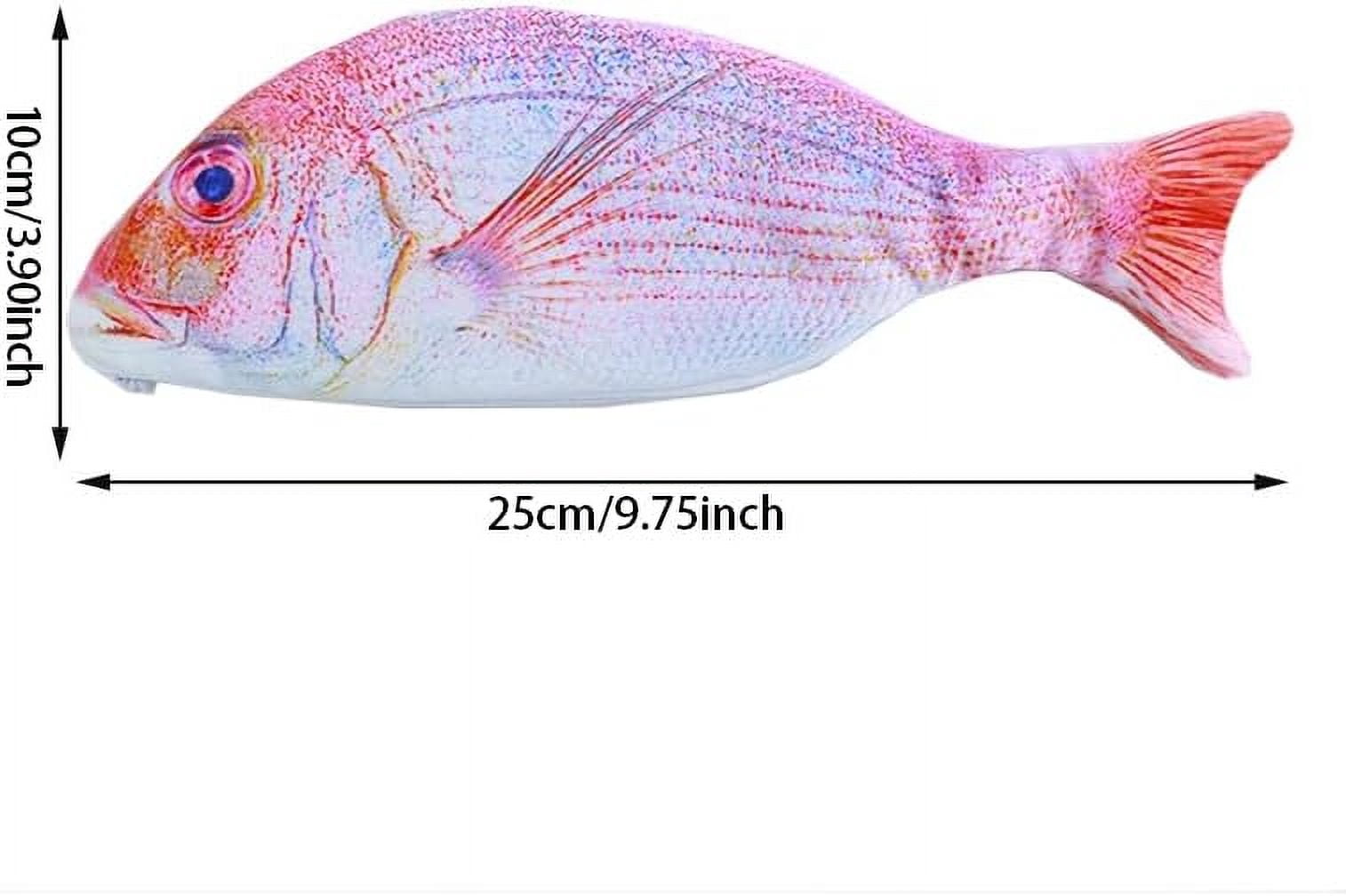 ABPETE 2pcs Fish Pencil Case Novelty Fish Pen Bag Fish Coin Purse Funny Pencil Case with Padded Thick Foam Lining Fish Gifts for University Classroom Supply(Vivid Style,Blue & Red)