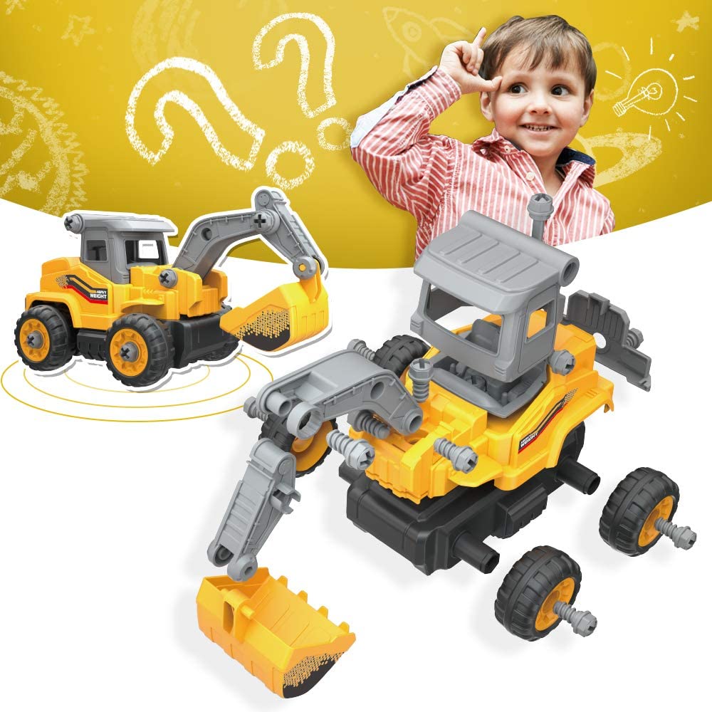 Construction Trucks for Boys - 2 in 1 RC Construction Vehicles - Take Apart Construction Toys - Remote Control Excavator and Bulldozer Toys for Boys, Gift for 3 4 5 6 7 Year Old Boy & Kid - image 5 of 8