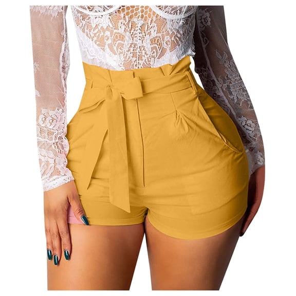 PMVFHDE Women's High Waisted Hem Distressed Ripped Casual Shorts For Women Fashion Pure Color Drawstring Pants Khaki,XXXXXL