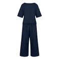 thumbnail image 5 of Plus Size Two Piece Sets，Lounge Travel Sets Summer Outfits Vacation Lounge Sets Wide Leg Pants Linen Matching Lounge Set Summer Casual Dressy Linen Sets 2026 Pajama Lounge Beach Set, 5 of 5