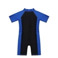 thumbnail image 4 of Sxiwei Kids Girls Boys One Piece Rashguard Zip Sun Protection Swimsuit Swimwear UPF 50+ Wetsuit Blue&Black 4, 4 of 7