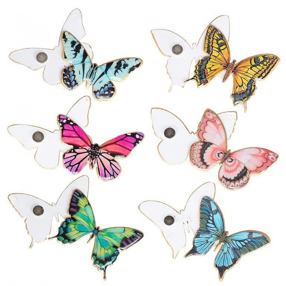 MDR Trading Inc. AB-37-SNAP-100 Set Of 6 Assorted Butterflies Two-Sided Magnet