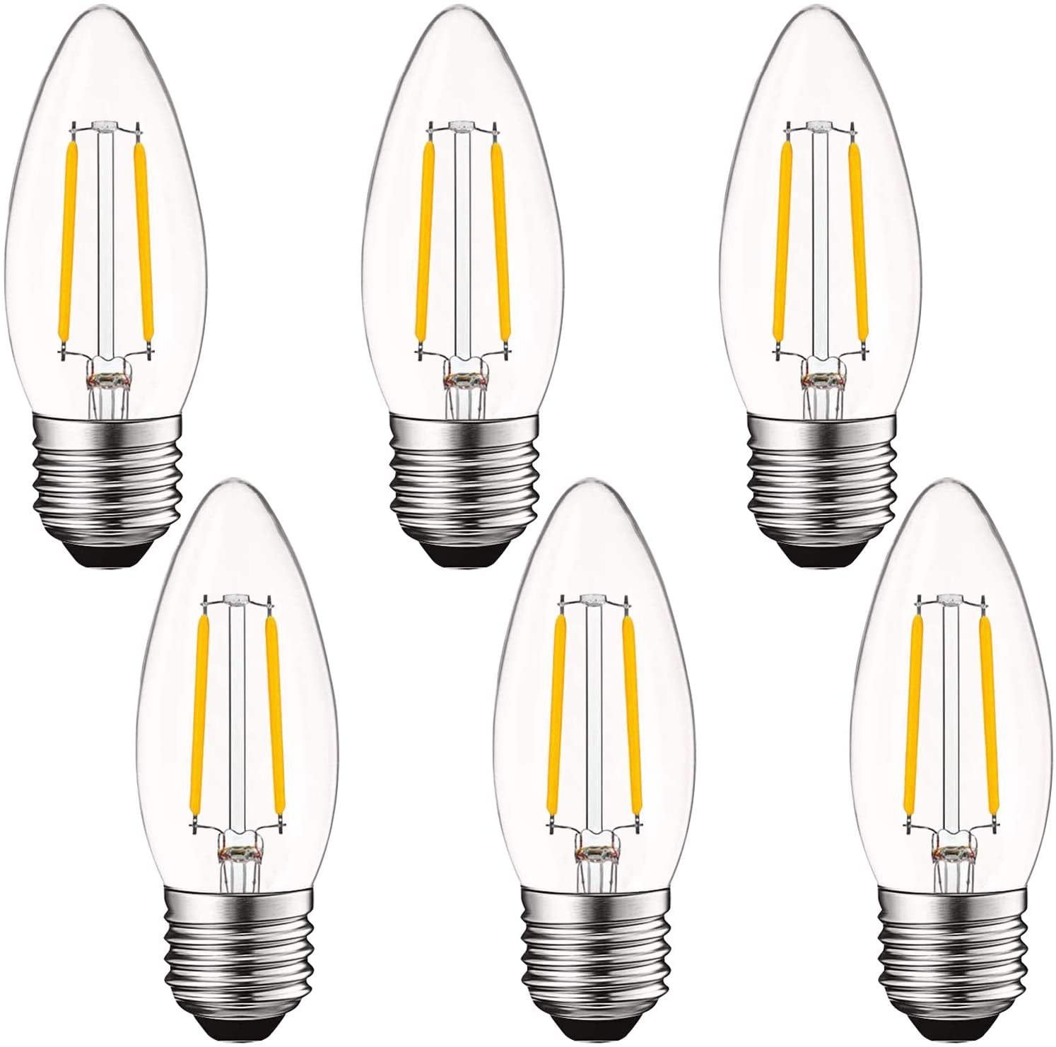 Luxrite LED Chandelier Light Bulbs E26, 40 Watt Equivalent, 2700K Warm White, Dimmable, Torpedo