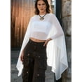 thumbnail image 4 of Women Sheer Poncho Shrug Solid Color Crew Neck Mesh Poncho Tops, 4 of 7