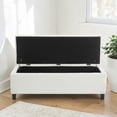 thumbnail image 3 of GZXS White Boucle Upholstered Storage Bench, 51.18" Boucle Fabric Ottoman Seat with Flip-Top Hidden Compartments and Rubber Wood Legs for End of Bed, Entryway or Living Room, 3 of 10