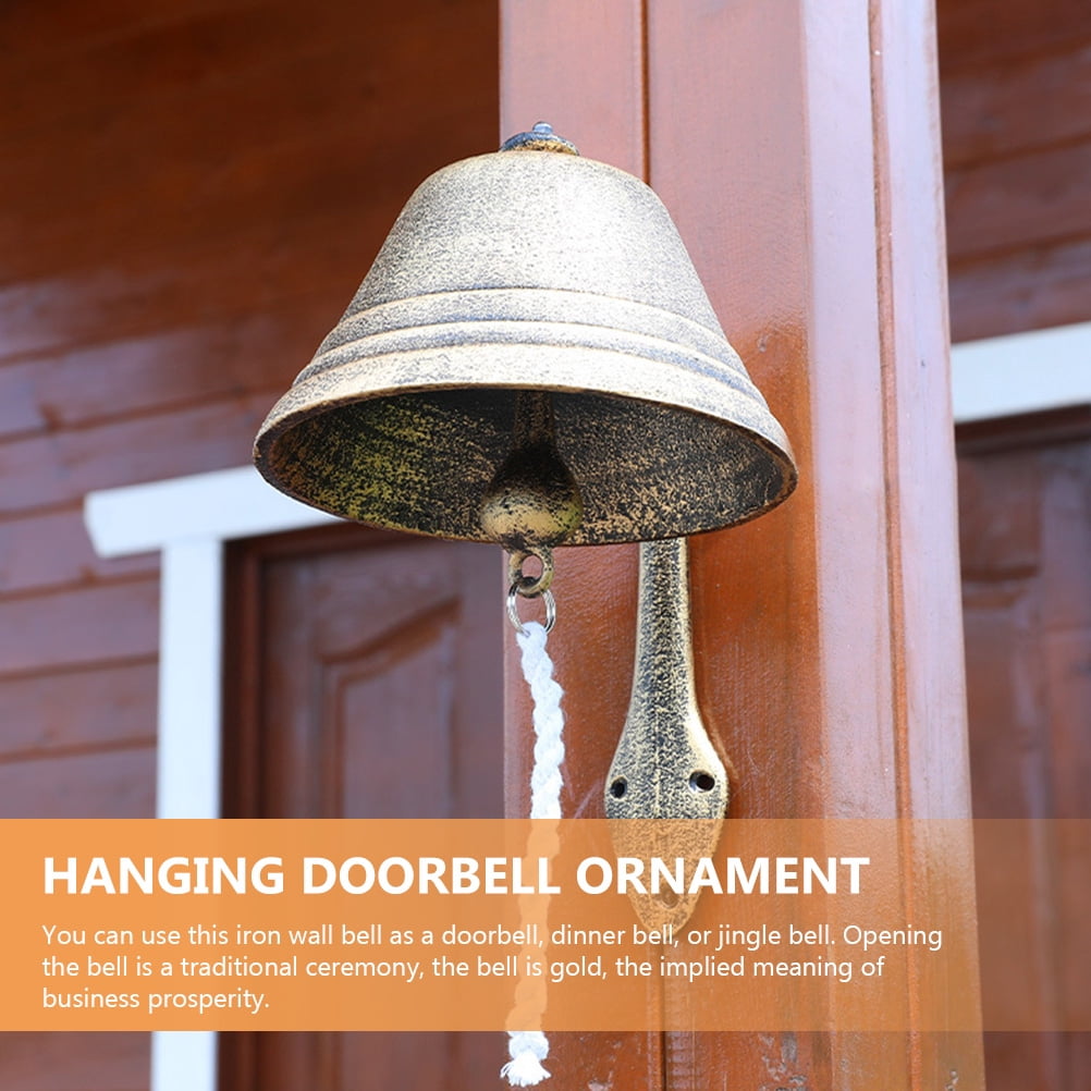 Pretyzoom Traditional Brown Retro Doorbell for Front Door Garden Cabin Wall Decoration