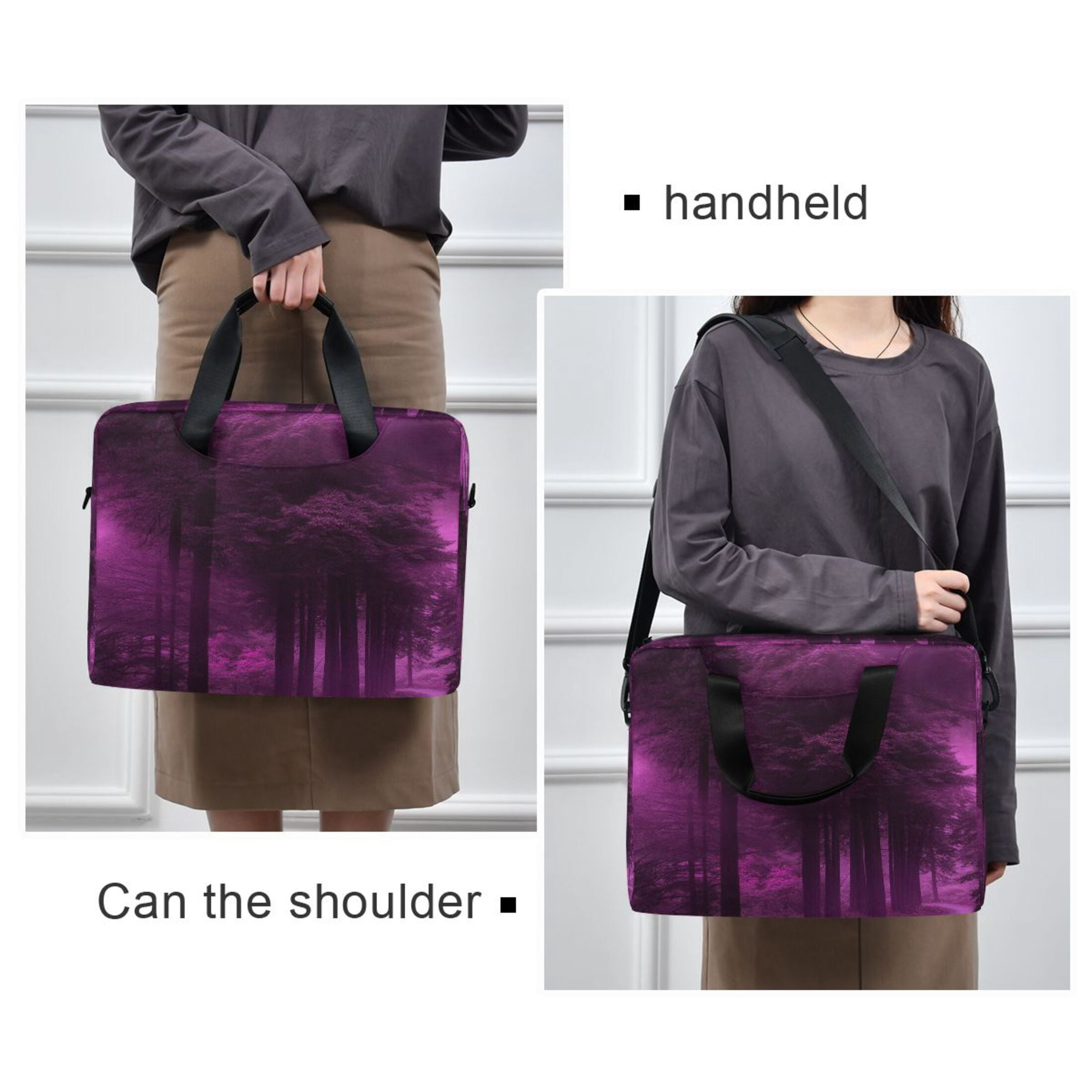 16" Laptop Tote Bag Laptop Sleeve Case Computer Briefcase for Work & Travel Purple Forest