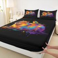 thumbnail image 4 of Manfei Cute Little Birds Queen Sheets,Lovely Capybara Queen Sheet Sets,Black,4pcs,1 Flat Sheet, 1 Fitted Sheet and 2 Pillowcases, 4 of 6