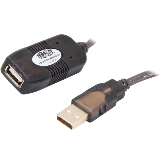 Tripp Lite USB 2.0 Active Extension Repeater Cable, 65 ft, Black