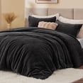 thumbnail image 2 of Juego de edredón ChixPace Fluffy Queen con 2 fundas de almohada, color negro, 2 of 8