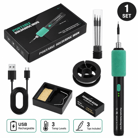 Portable Soldering Iron Tool Kit, 5V USB Rechargeable Welding Pen with Tip C211