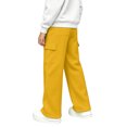 thumbnail image 4 of RUTAYY Girls Wide Leg Cargo Pants Elastic Waist Drawstring Side Pockets Trousers Trendy Relaxed Outdoor Wear Yellow, 4 of 6
