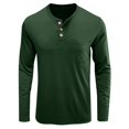 thumbnail image 3 of Henley Shirts for Men Casual Shirts Button Down Long Sleeve Solid Dress Shirt Beach Vacation Shirts Green M, 3 of 6