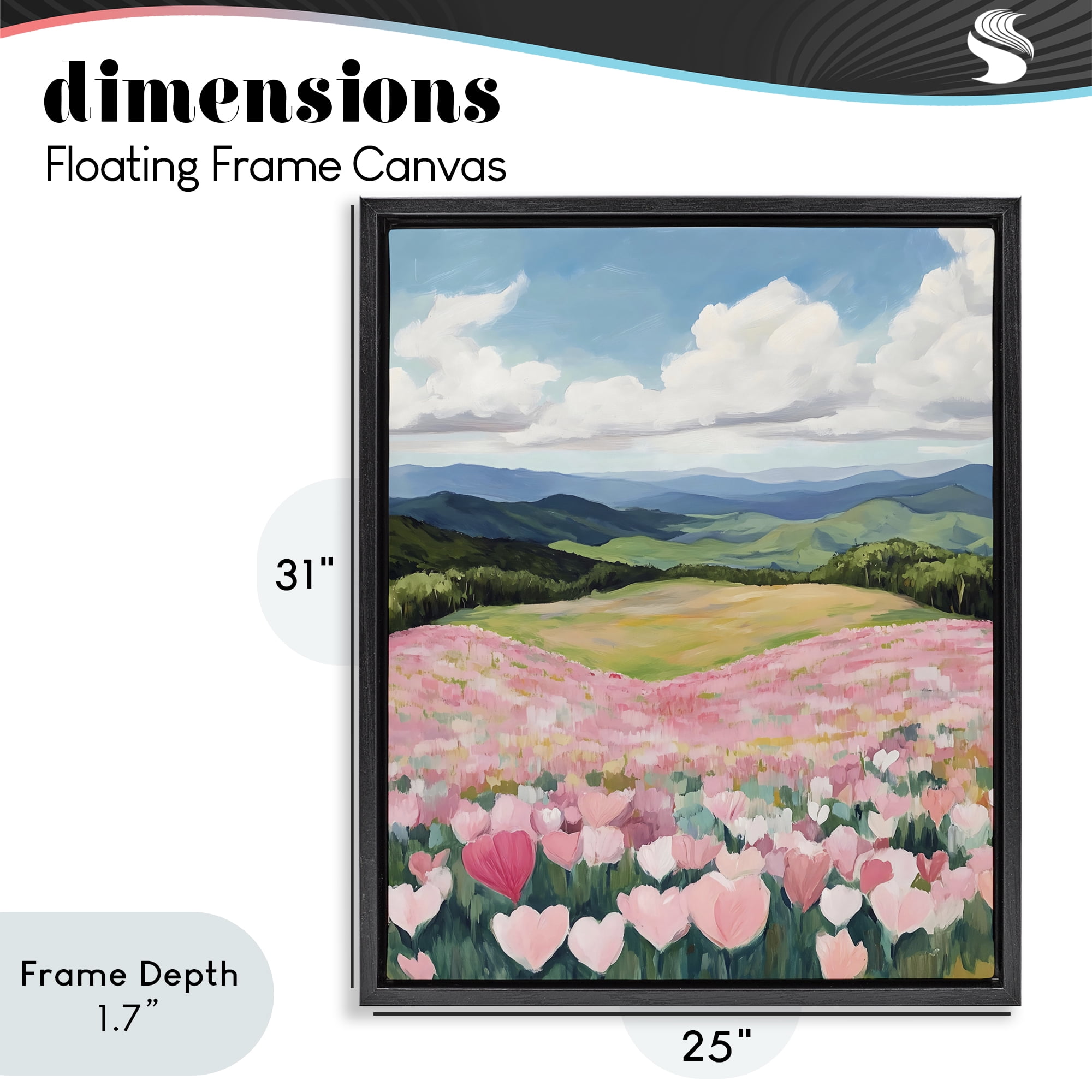 Stupell Industries Blush Pink Poppy Field Black Framed Floater Canvas Wall Art, design by The Prints Vibe