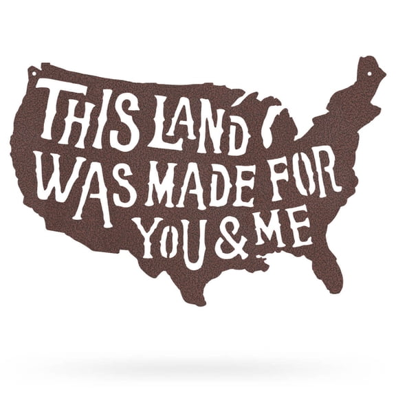 RealSteel: This Land Steel Wall Art – “This Land Was Made For You & Me” Patriotic USA Silhouette, Indoor/Outdoor American Decor, Made in USA (Penny Vein)