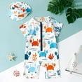 thumbnail image 2 of Baby Boy Swimsuit Rash Guard 1 Piece Zipper Bathing Suit Swimwear With Hat Boys Bathing Suit Light Gray 3 Years-4 Years, 2 of 7