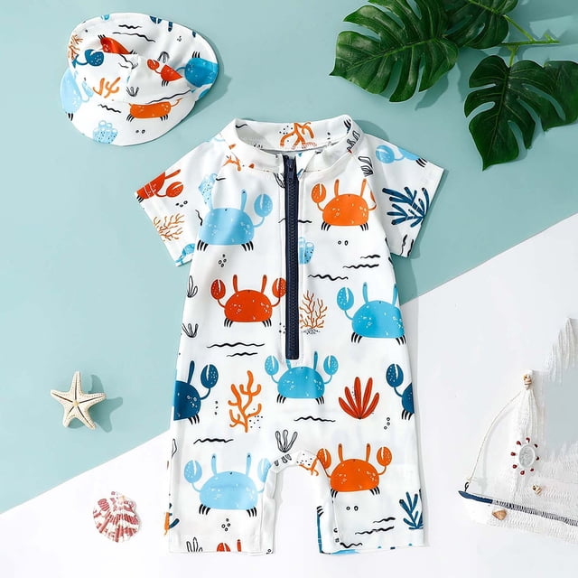 Kids Swimsuits Cute Print Kids Bathing Suit Toddler Rash Guard Baby Boy Clothes Summer 3-4 Years
